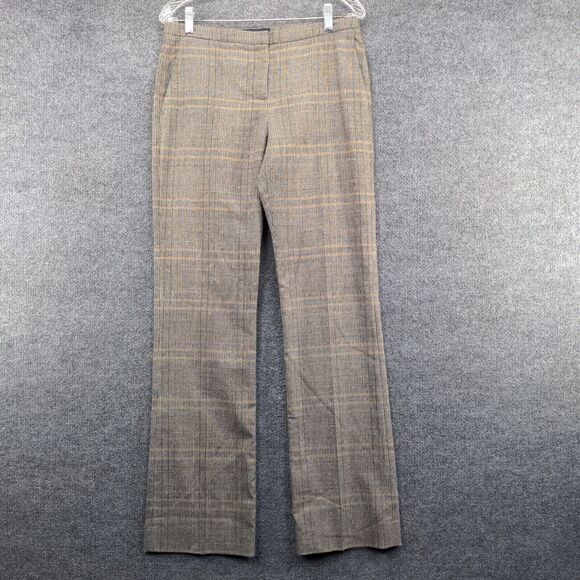 Piazza Sempione Women's Violette Straight Dress Pants 42 Multi Plaid Wool Blend - Picture 2 of 12